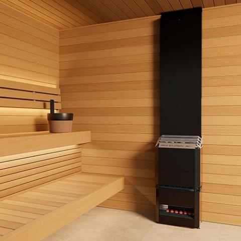 Saunum AIR 5 Sauna Heater - Air Series, 4.8kW Sauna Heater w/Climate Equalizer, Black