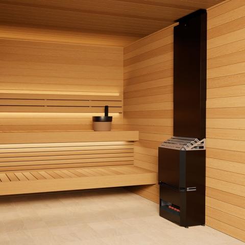 Saunum AIR 5 Sauna Heater - Air Series, 4.8kW Sauna Heater w/Climate Equalizer, Black