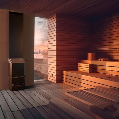 Saunum AIR 5 Sauna Heater - Air Series, 4.8kW Sauna Heater w/Climate Equalizer, Black