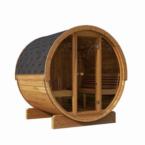 SaunaLife Ergo-series Model E8G - 6 Person Sauna Barrel with Glass Front