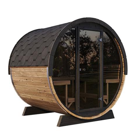 SaunaLife Ergo Elegance-series Model EE8G - 6 Person Sauna Barrel with glass front