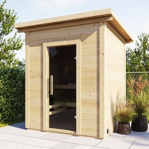 SaunaLife Garden-series Model G2 - Outdoor Home Sauna DIY Kit w/LED Light System - Up to 4 Persons