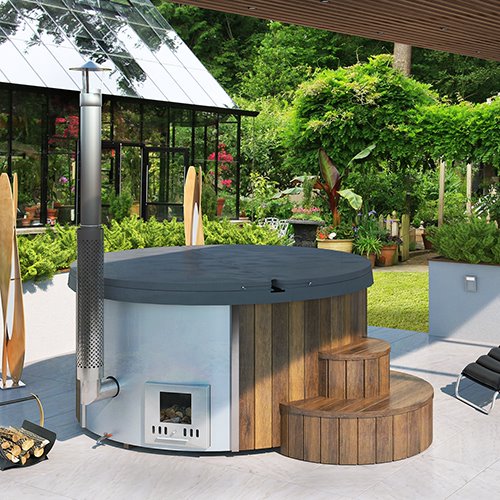SaunaLife Model S4N - Wood-Burning Hot Tub, Natural, Up to 6 Persons