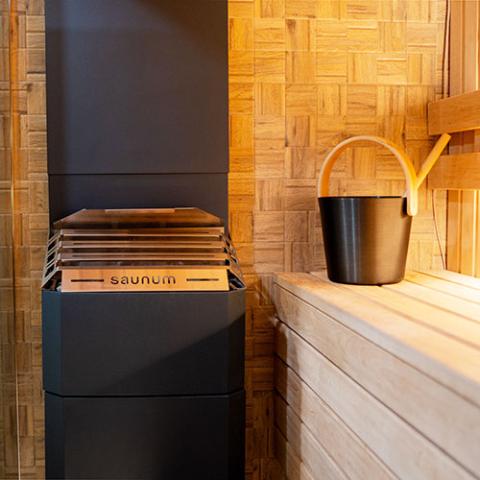 Saunum AIR 5 Sauna Heater - Air Series, 4.8kW Sauna Heater w/Climate Equalizer, Black