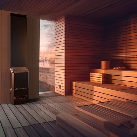 Saunum AIR 7 Sauna Heater - Air Series, 6.4kW Sauna Heater w/Climate Equalizer, Black