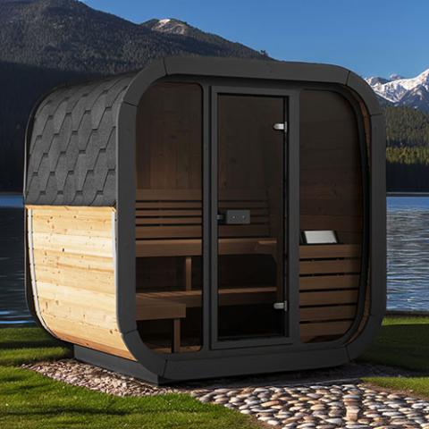 SaunaLife Cube-series Model CL5G - 4 Person Sauna with glass front