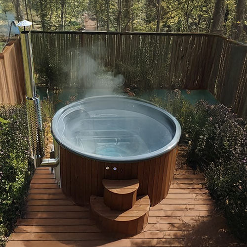 SaunaLife Model S4N - Wood-Burning Hot Tub, Natural, Up to 6 Persons