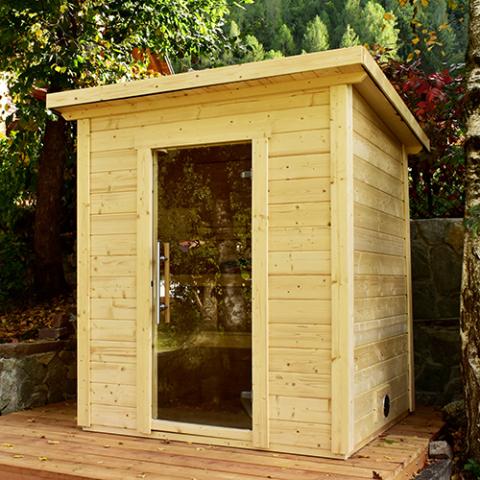 SaunaLife Garden-series Model G2 - Outdoor Home Sauna DIY Kit w/LED Light System - Up to 4 Persons